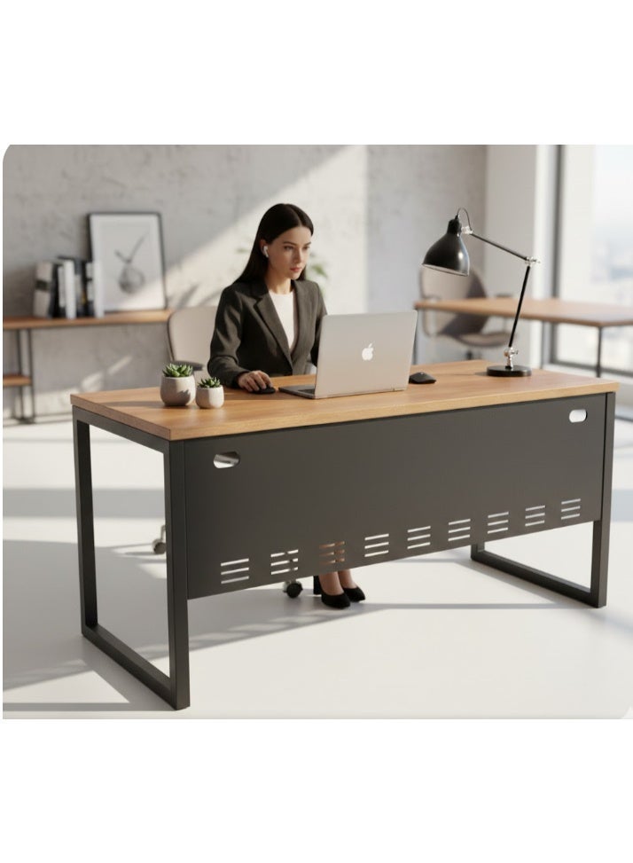 AGM مكتب موظف عصري 120×60×75 سم – مكتب عالي الجودة من خشب MDF وإطار معدني – مناسب للمكتب والمنزل - Image 5